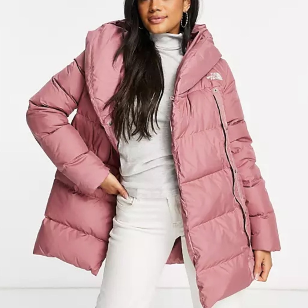 The North Face Bagley Down Jacket Pink Puffer Hooded Size Large L NWT